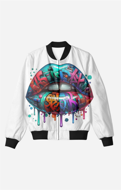 "Grafitti Lips" Bomber Jacket for women