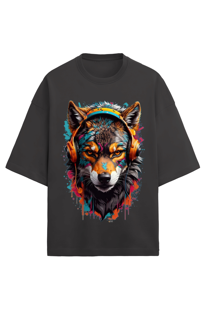 "Techno Wolf" : Oversized Terry T-shirt