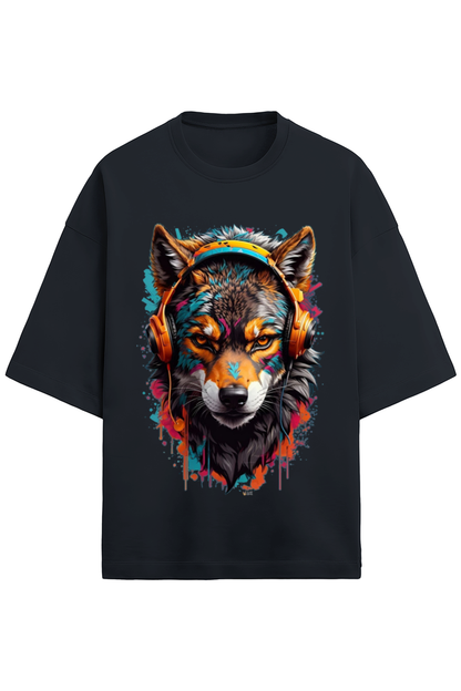 "Techno Wolf" : Oversized Terry T-shirt