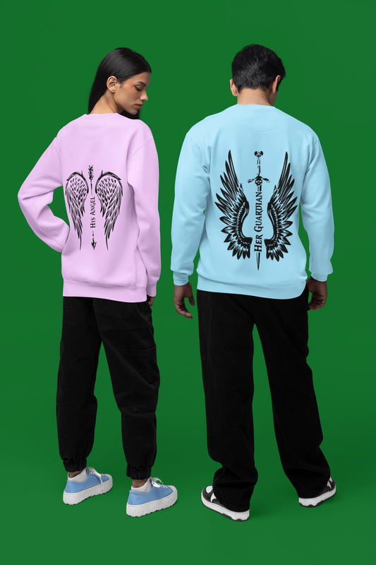 "Guardian and Angel" couple sweatshirt: female