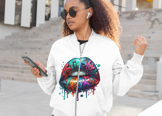 "Grafitti Lips" Bomber Jacket for women